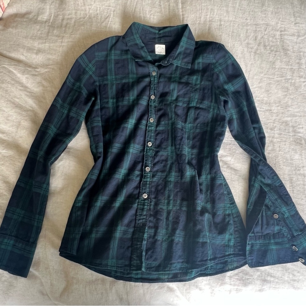 J. Crew Green and Black Plaid Shirt
